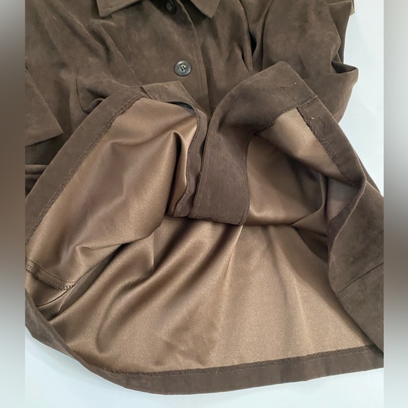 Vintage Briggs Blazer Jacket Womens Medium Faux Suede USA Washable Brown - Picture 11 of 11